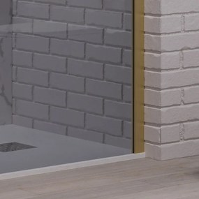 Kamalu - Doccia walk in 80 cm vetro fumè e profilo oro spazzolato | KW-100GF
