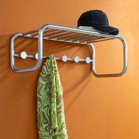 Attaccapanni da parete argentato in metallo con scaffale 72 cm Retro – Spinder Design