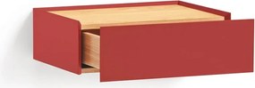 Comodino rosso con piano effetto rovere da parete Arista – Teulat