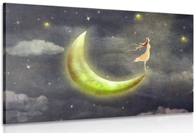 Quadro su tela – Ragazza sulla luna