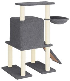 Albero per gatti con tiragraffi in sisal grigio scuro 96,5 cm