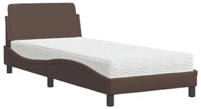 Letto con materasso marrone 80x200 cm in similpelle