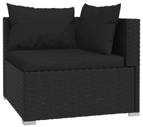 Set salotto da giardino con cuscini 7pz nero polyrattan