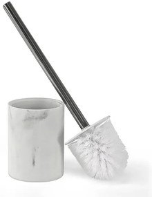 Portascopino da appoggio effetto marmo bianco in resina linea Ivy