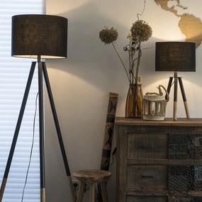 Set di lampada da tavolo e da terra con paralume nero - Pip