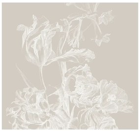KEK Amsterdam Wandbild Engraved Flowers Grey 1 - L - 3m