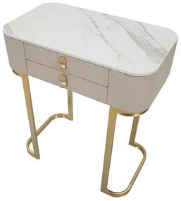 Tavolo consolle beige/dorato con piano effetto marmo 40x70 cm Beauty – Mauro Ferretti