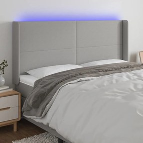 Testiera A Led Grigio Chiaro 183x16x118/128 Cm İn Tessuto /