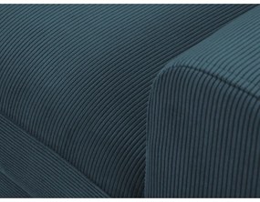 Divano angolare blu scuro allungabile e con contenitore (con penisola a sinistra/con chaise lounge) con rivestimento in velluto a coste Kyoto – Cosmopolitan Design