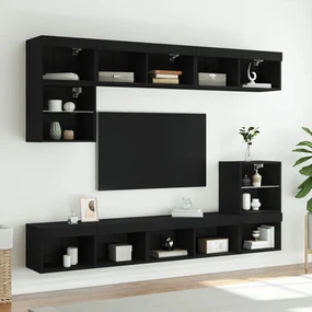 Mobili porta tv con luci led 2 pz neri 80x30x30 cm