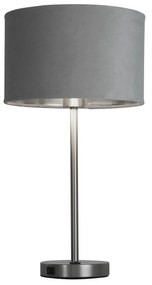 Lampada Scrivania Finlandese Metallo Nichel Velluto Grigio Usb 1 Luce E27