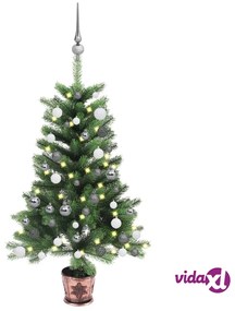 vidaXL Albero di Natale Preilluminato con Palline Verde 90 cm