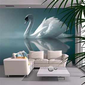 Fotomurale  Cigno bianco  Colore Blu, Dimensioni e Misure 200x154