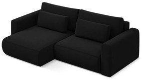 Divano angolare nero allungabile/con contenitore (con penisola a sinistra/con chaise lounge) con rivestimento in velluto Kapua – Makamii