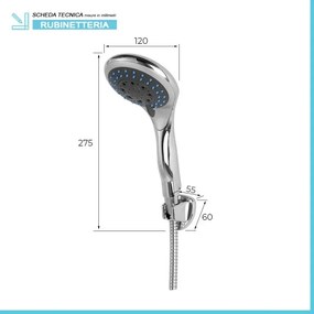 Set doccia cromato multigetto 5 funzioni con supporto e laccio