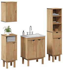 Set Mobili Da Bagno 4 Pz Otta İn Legno Massello Di Pino /