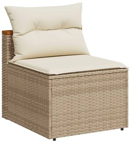 Set divano da giardino 5 pz con cuscini beige polyrattan acacia