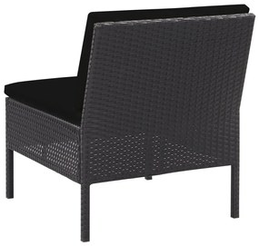 Set Divani da Giardino 5 pz con Cuscini in Polyrattan Nero