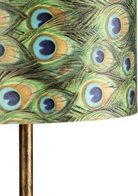 Lampada da terra vintage oro con paralume pavone 40 cm - Simplo