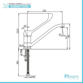 Rubinetto lavello Piralla serie Nuvola in ottone cromato con leva clinica