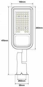 Armatura stradale 50W IP65, asimm. 70x140° - 145lm/W Colore  Bianco Naturale 4.000K