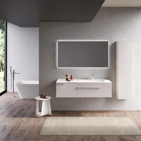 Mobile sottolavabo e lavabo Ginevra per vasca a destra bianco opaco L 135 x H 36 x P 51 cm
