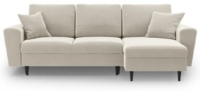 Divano angolare beige allungabile e con contenitore con rivestimento in velluto Kyoto – Cosmopolitan Design