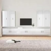 Set di Mobili Porta TV 7 pz Bianco Lucido in Legno Multistratocod mxl 76873