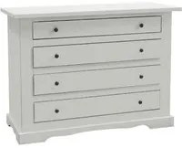 Cassettiera classica 4 cassetti legno bianco shabby 115x50x90