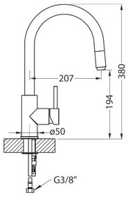 ALVEUS 1129022 - Rubinetto lavello con doccetta estraibile DELOS 38 cm granito/nero