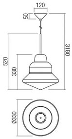 Redo 01-1771 - Lampadario a sospensione con filo AMNO 1x/E27/42W/230V diametro 33 cm grigio