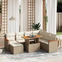 Set Divano da Giardino 8 pz con Cuscini Beige in Polyrattan 3276054