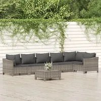 Set Divani da Giardino 7 pz con Cuscini in Polyrattan Grigio 3187277