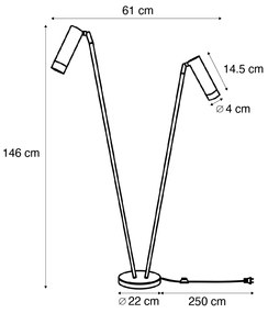 Lampada da terra moderna beige 2 luci GU10 35mm - Thomas