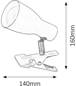 Rabalux 6026 - Faretto con morsetto EBONY 1xE27/20W/230V
