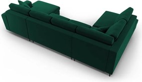 Divano angolare verde allungabile e con contenitore (con penisola a sinistra/a U) con rivestimento in velluto Kyoto – Cosmopolitan Design