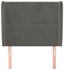 Testiera ad orecchio grigio scuro 93x23x118/128 cm in velluto