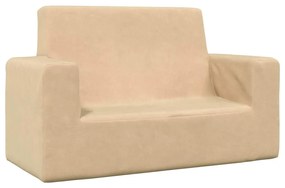 Divano Per Bambini A 2 Posti Crema İn Morbido Peluche /
