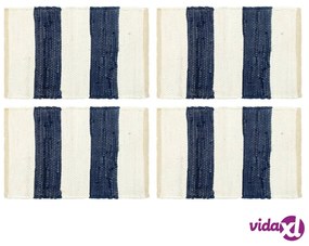 vidaXL Tovagliette 4 pz Chindi a Strisce Blu e Bianco 30x45 cm Cotone