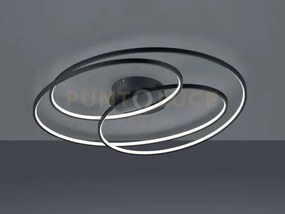 Gale plafoniera led 50w 7000lm, 3000k grande nera 3 cerchi concentr...