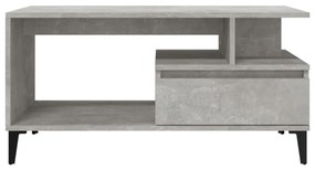 Tavolino salotto grigio cemento 90x49x45 cm legno multistrato