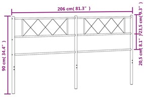 Testiera in Metallo Bianco 200 cm