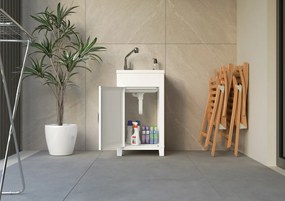 Mobile Lavatoio 45x50x85 cm 1 Anta in Resina Bianco...
