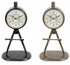 Orologio da Tavolo DKD Home Decor 17 x 8 x 31 cm Nero Dorato Ferro PVC Loft (2 Unità)