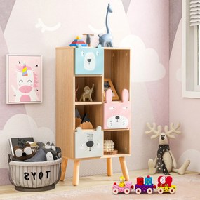 Costway Libreria per bambini con 3 cassetti scomparti aperti per giocattoli libri, Mobile portagiochi 40x25x83cm Naturale
