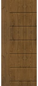 Pannello per porta d'ingresso P076 pellicolato pvc noce L 92  x H 210.5 cm, Sp 6 mm apertura destra