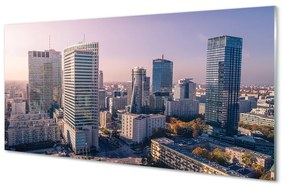 Quadro su vetro acrilico Panorama dei grattacieli di Varsavia 100x50 cm