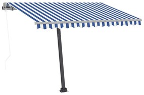 Tenda Automatica con Sensore Vento e LED 350x250 cm Blu Bianca