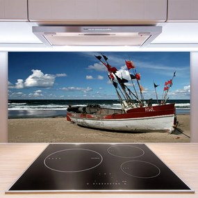 Rivestimento parete cucina Spiaggia del mare Paesaggio della barca 100x50 cm