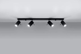 Plafoniera da Soffitto in Acciaio 4xGU10 RING 4L Orientabile Nera